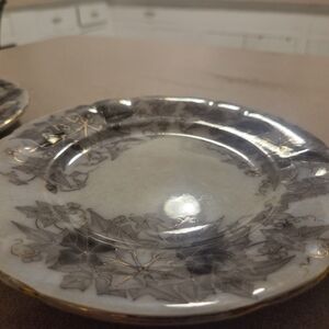 Gray and Gold Ornate Dinnerware Set